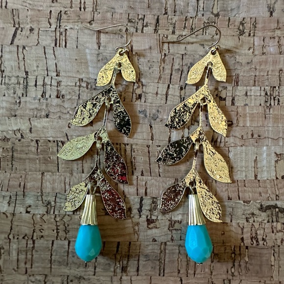 Gold Leaf Style Earrings - Picture 2 of 4